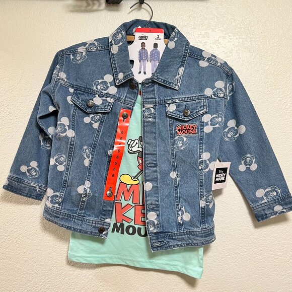 Disney Other - NWT Disney Mickey Mouse  2‎ Piece Denim Jacket and T Shirt Kids Size 6